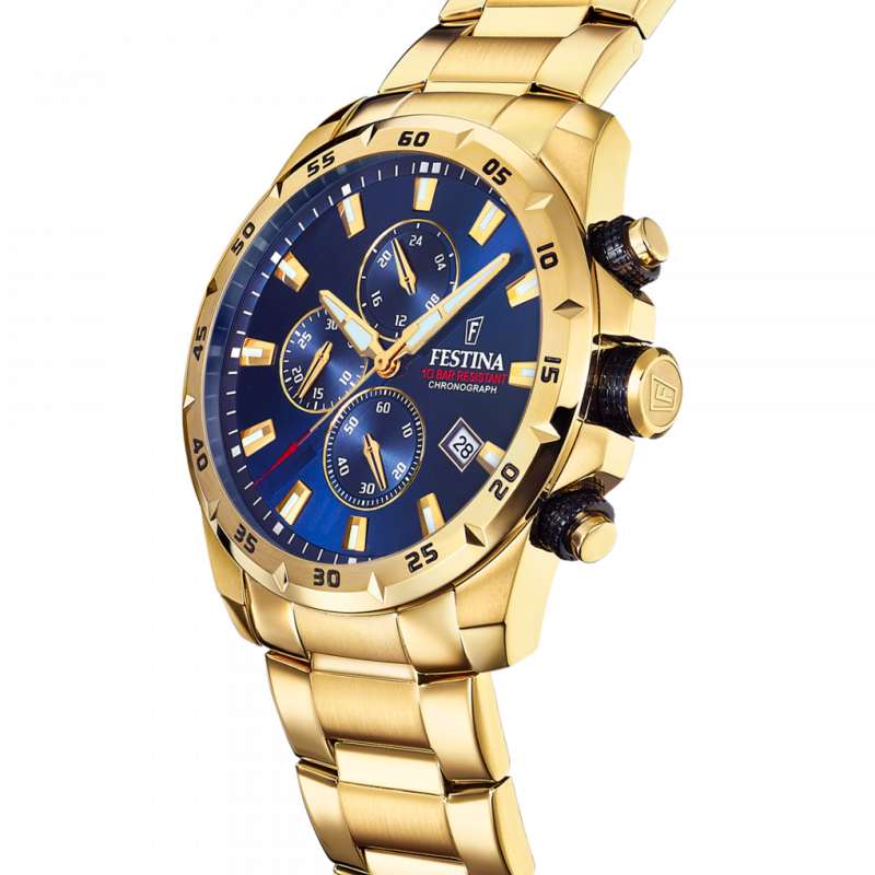 Reloj festina timeless chronograph f20541/2 azul correa de acero, hombre