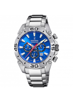 Festina chrono bike 2021 watch f20543/2 blue steel strap, men