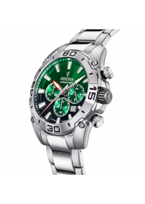 Festina chrono bike 2021 watch f20543/3 green steel strap, men