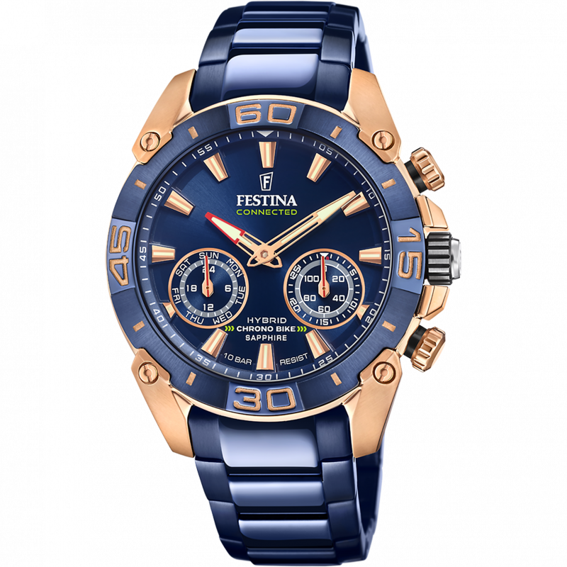 Festina connected watch f20549/1 blue steel strap, men