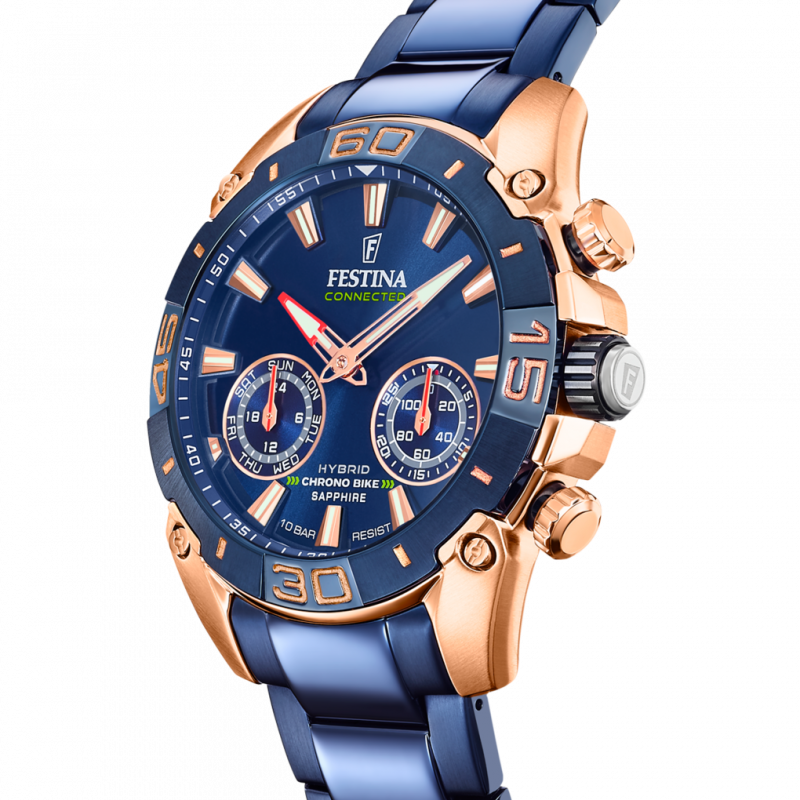 Festina connected watch f20549/1 blue steel strap, men