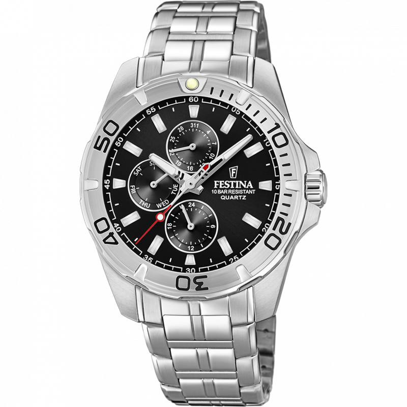 Festina multifunction collection watch f20445/3 black steel strap, men