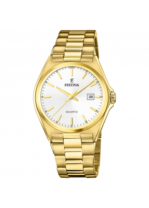 Festina classic steel watch f20555/2 white steel strap, men's