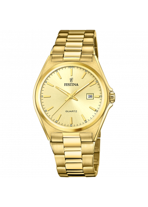 Festina classic steel watch f20555/3 champagne steel strap, men's