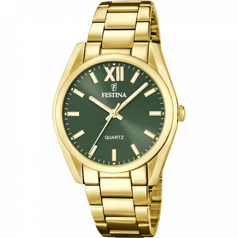 Festina watch f20640/4 green stainless steel 316l strap, women's