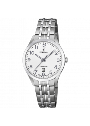 Festina calendar titanium watch f20468/1 white steel strap, women