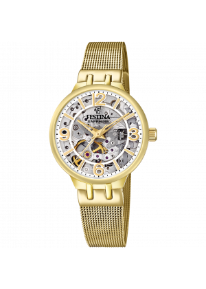 Festina automatic skeleton watch f20580/1 with steel strap, women's.