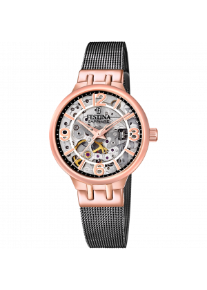 Festina automatic skeleton watch f20581/3 with steel strap, women's.