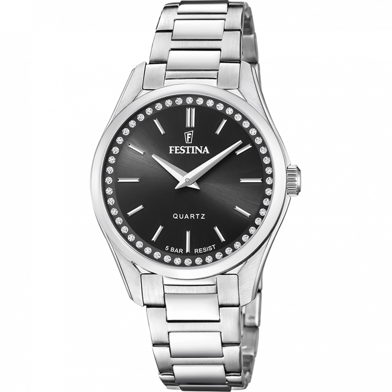 Festina mademoiselle watch f20583/4 black steel strap, women's