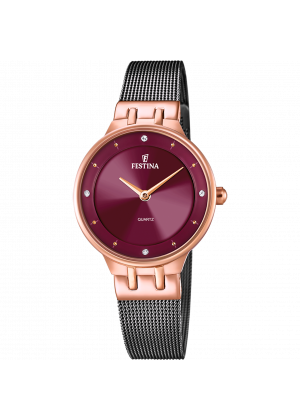 Festina watch f20599/2 with granate steel strap, for women