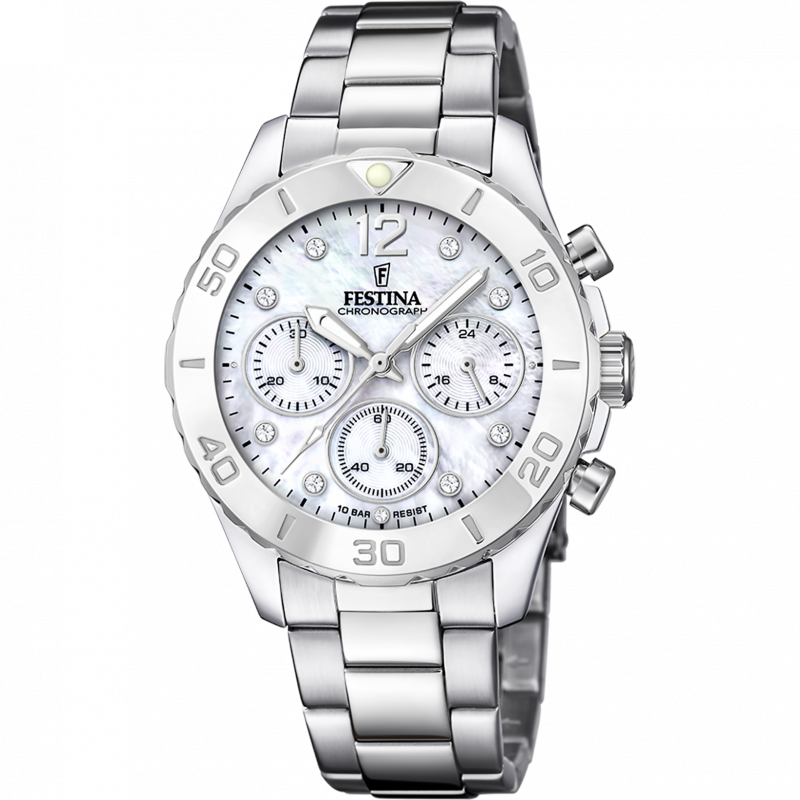 Festina watch f20603/1 mother-of-pearl steel strap, women