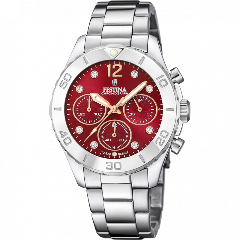 Festina watch f20603/2 bordeaux steel strap, woman