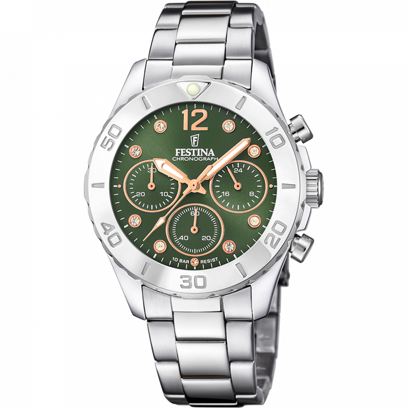 Festina women's green boyfriend collection stainless steel watch bracelet f20603/5