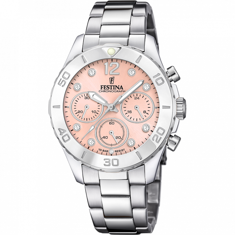 Festina women's pink boyfriend collection stainless steel watch bracelet f20603/7