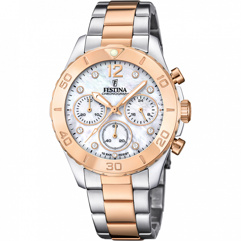 Festina watch f20605/1 mother-of-pearl steel strap, women