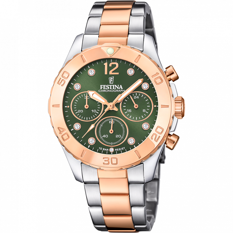 Festina women's green boyfriend collection stainless steel watch bracelet f20605/2