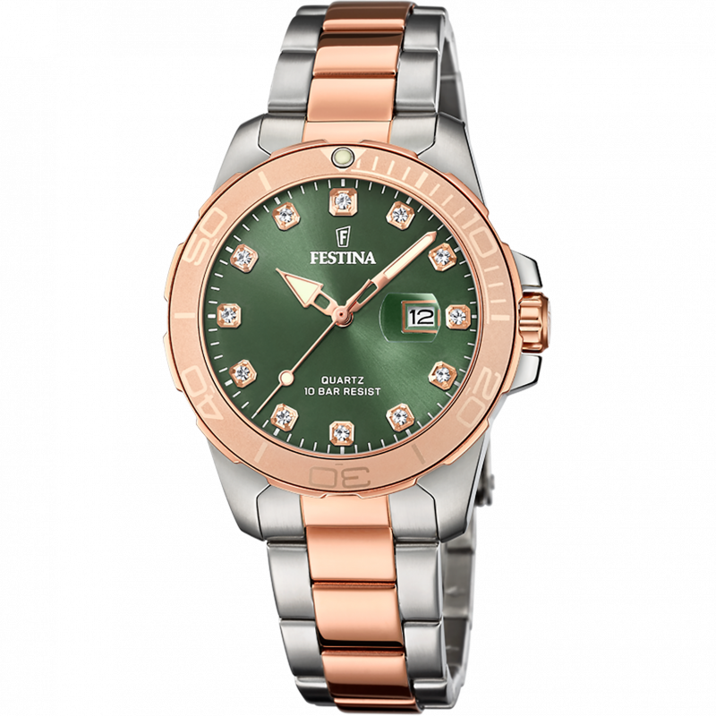 Festina women's green boyfriend collection stainless steel watch bracelet f20505/4