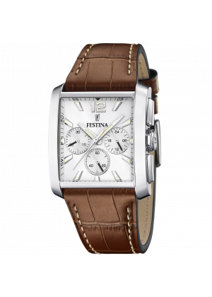 Festina watch f20636/1 silver gray leather strap, men's