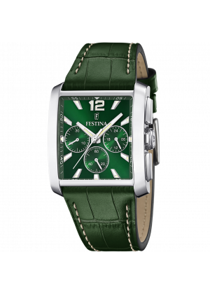 Festina watch f20636/3 green leather strap, men