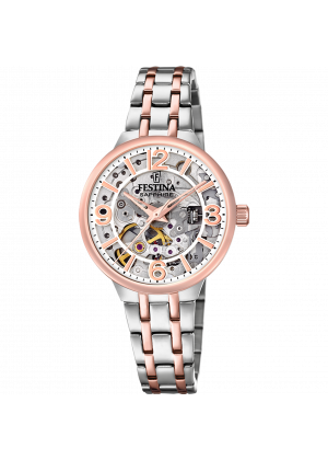 Festina automatic skeleton watch f20615/1 with steel strap, women's version