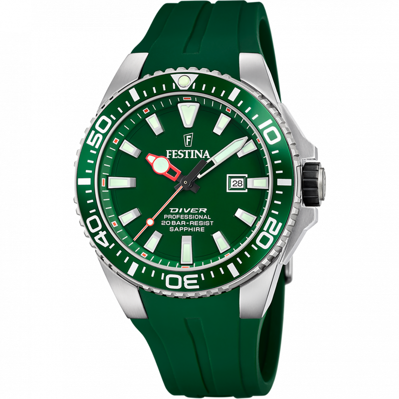 Festina men's green rubber watch bracelet f20664/2