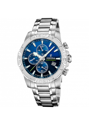 Festina men's blue timeless chronograph stainless steel watch bracelet f20704/4