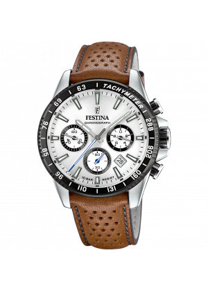 Festina watch f20561/1 silver leather strap, men's