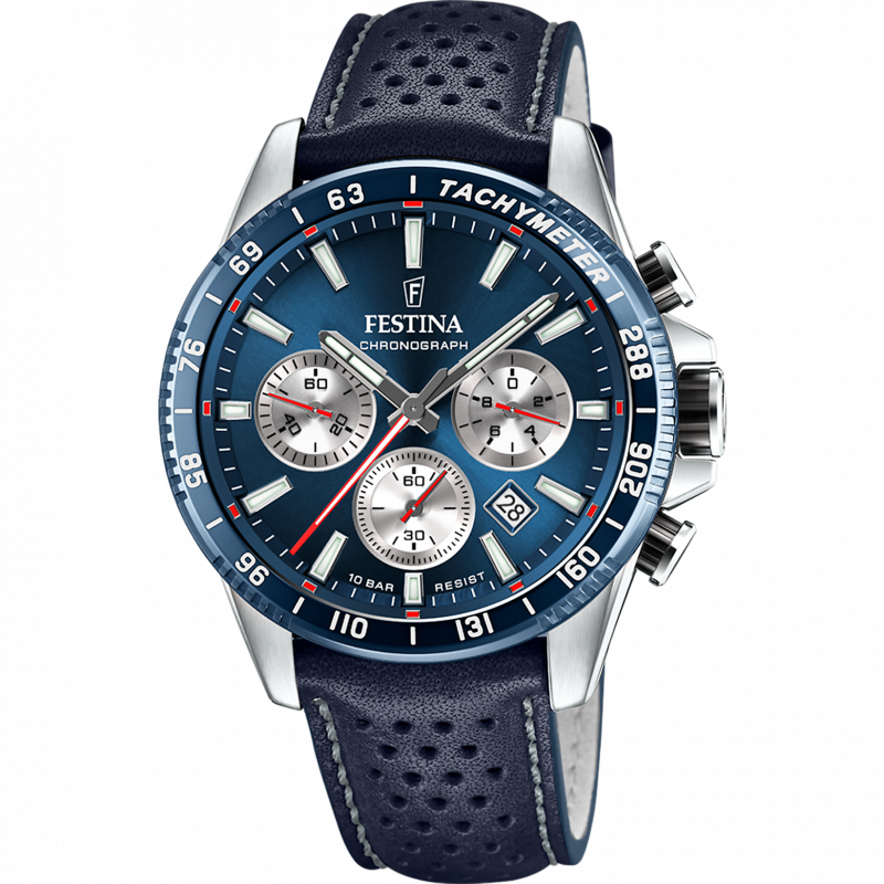 Festina watch f20561/2 blue leather strap, men