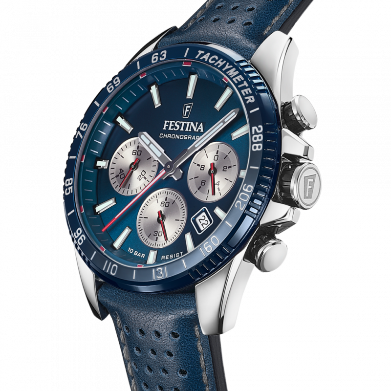 Festina watch f20561/2 blue leather strap, men