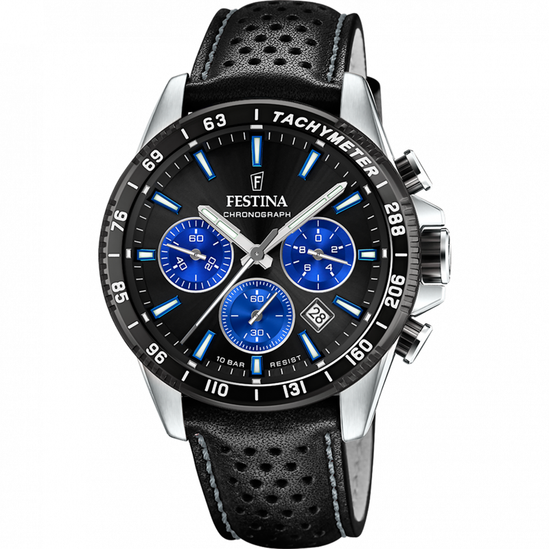 Festina watch f20561/6 leather strap, men's