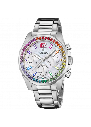 Festina rainbow f20606/2 steel watch, women's