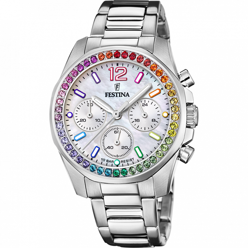 Festina rainbow f20606/2 steel watch, women's