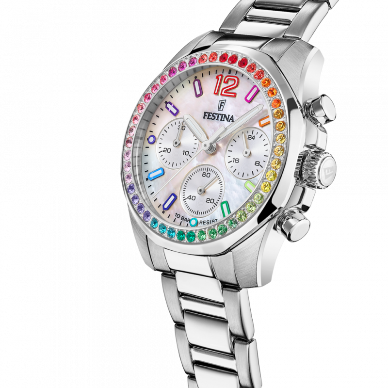 Festina rainbow f20606/2 steel watch, women's