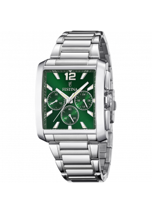 Festina watch f20635/3 green stainless steel 316l strap, men's