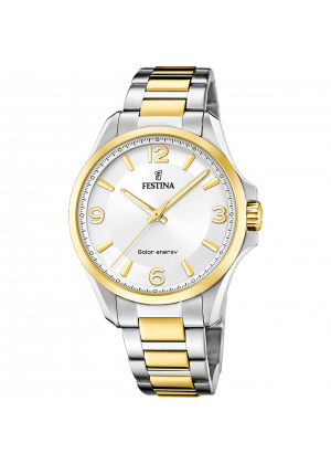 Festina solar energy f20657/1 silver stainless steel 316l, men's watch