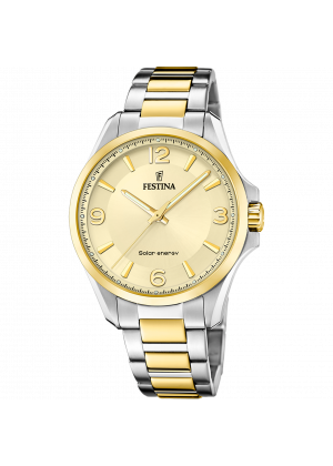 Festina solar energy f20657/2 champagne stainless steel 316l, men's.