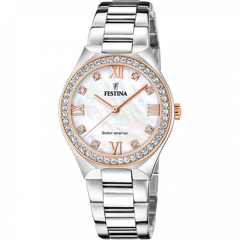 Festina solar energy f20658/1 cream stainless steel 316l, women