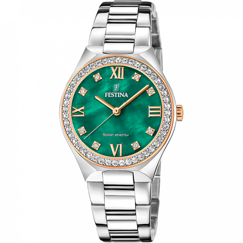 Festina solar energy f20658/3 green stainless steel 316l, women's watch