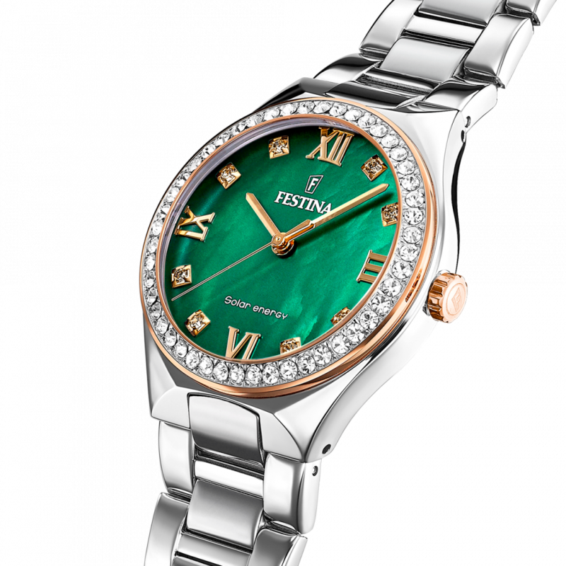 Festina solar energy f20658/3 green stainless steel 316l, women's watch