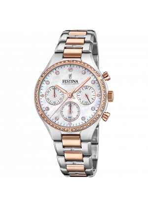 Festina boyfriend watch f20403/1 mother-of-pearl dial with steel strap