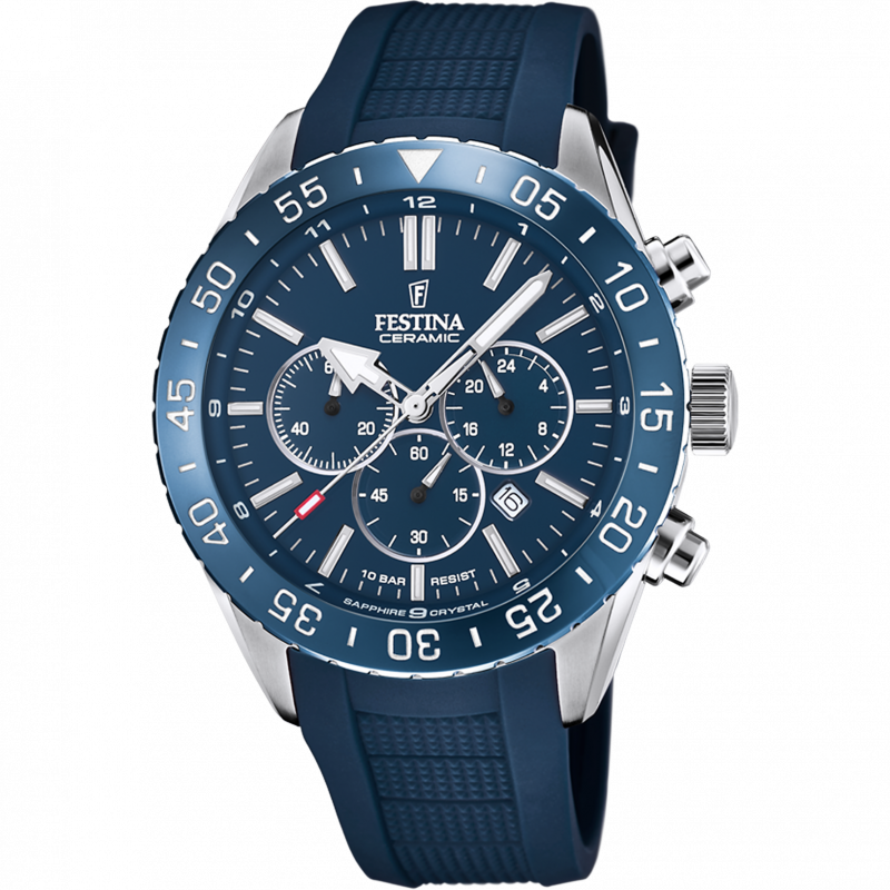 Festina ceramic watch f20515/1 blue rubber strap, men