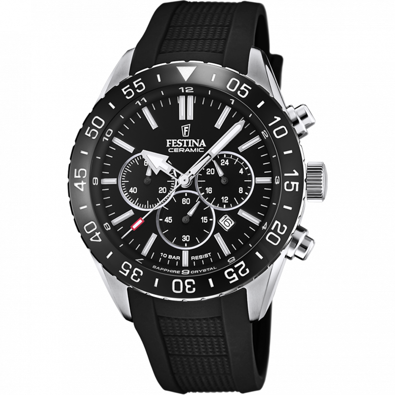 Festina ceramic watch f20515/2 black rubber strap, men's