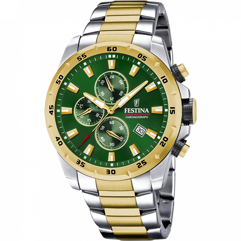 Reloj festina f20562/3 verde correa de acero, hombre