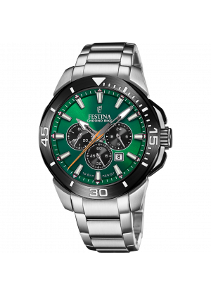 Men's festina chrono bike watch green with stainless steel strap f20641/a