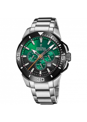 Men's festina chrono bike watch green with stainless steel strap f20641/b