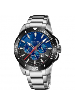 Men's festina chrono bike blue watch with stainless steel strap f20641/c