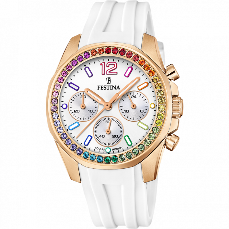 Festina rainbow f20611/2 steel watch, women's