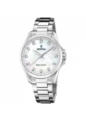 Festina solar energy f20654/1 cream stainless steel 316l, women