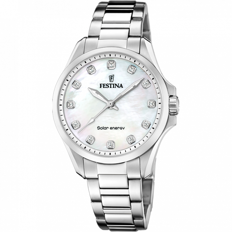 Festina solar energy f20654/1 cream stainless steel 316l, women