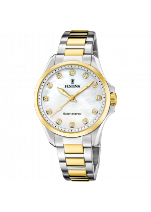 Festina solar energy f20655/1 cream stainless steel 316l, women